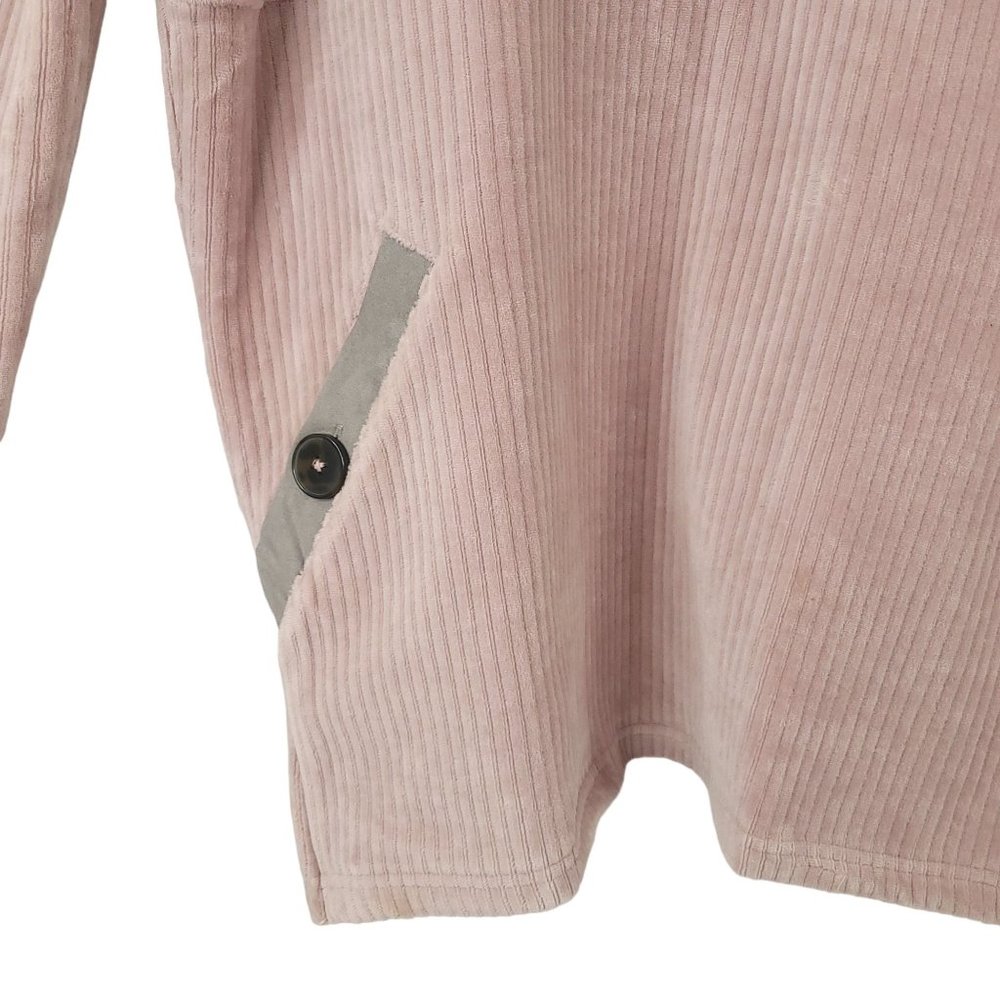 Simply Southern Velour Corduroy Pink Mauve Pullover Top Womens M Long Sleeve - Picture 15 of 16